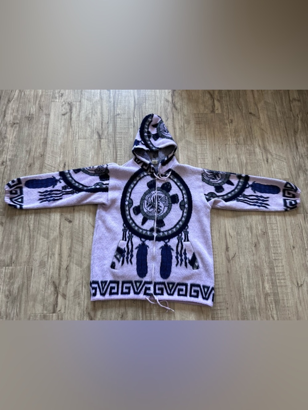 Wool blend Dreamcatcher feather traditional indigenous Graphic Hooded Sweater